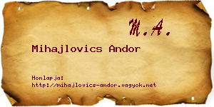 Mihajlovics Andor névjegykártya